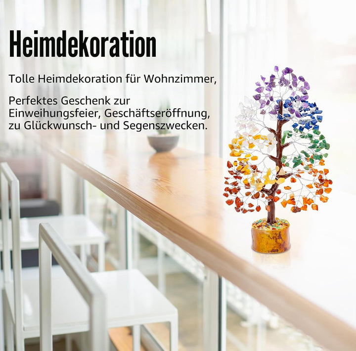 7 Chakra Tree of Life - Crystal Tree for Positive Energy, Feng Shui Decor - Handmade Gemstone Tree,