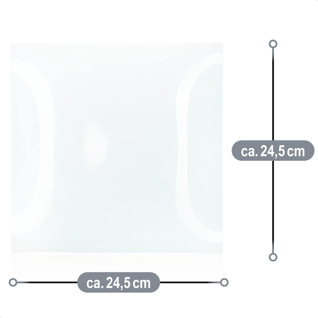 com-four® 2x dekorativer Glasteller für Pralinen, Dessert, Obst und als Käseplatte - viereckige Milc