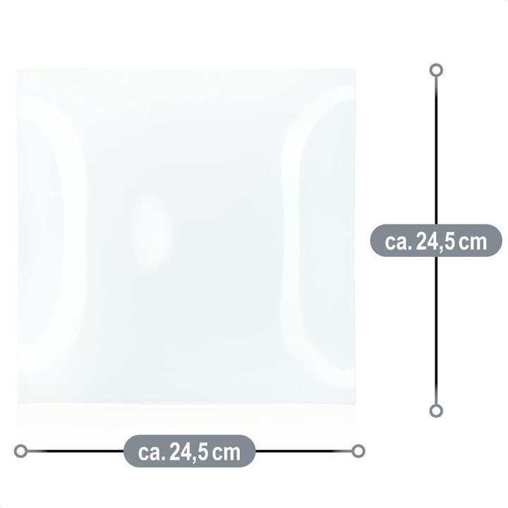 com-four® 2x dekorativer Glasteller für Pralinen, Dessert, Obst und als Käseplatte - viereckige Milc