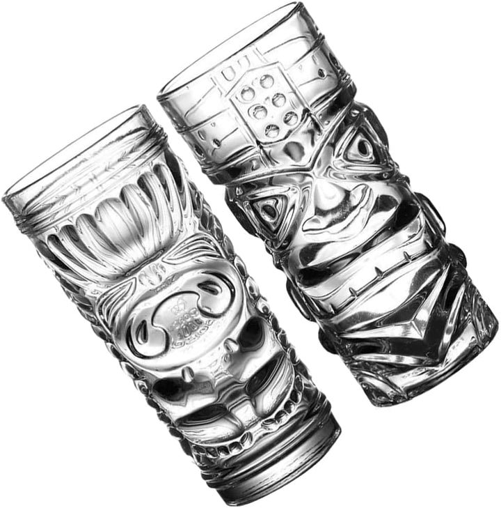 Cabilock Hawaiianische Tiki-Cocktailgläser: 2 Stück Tiki-Becher Glas Exotische Zombie-Cocktails Trop