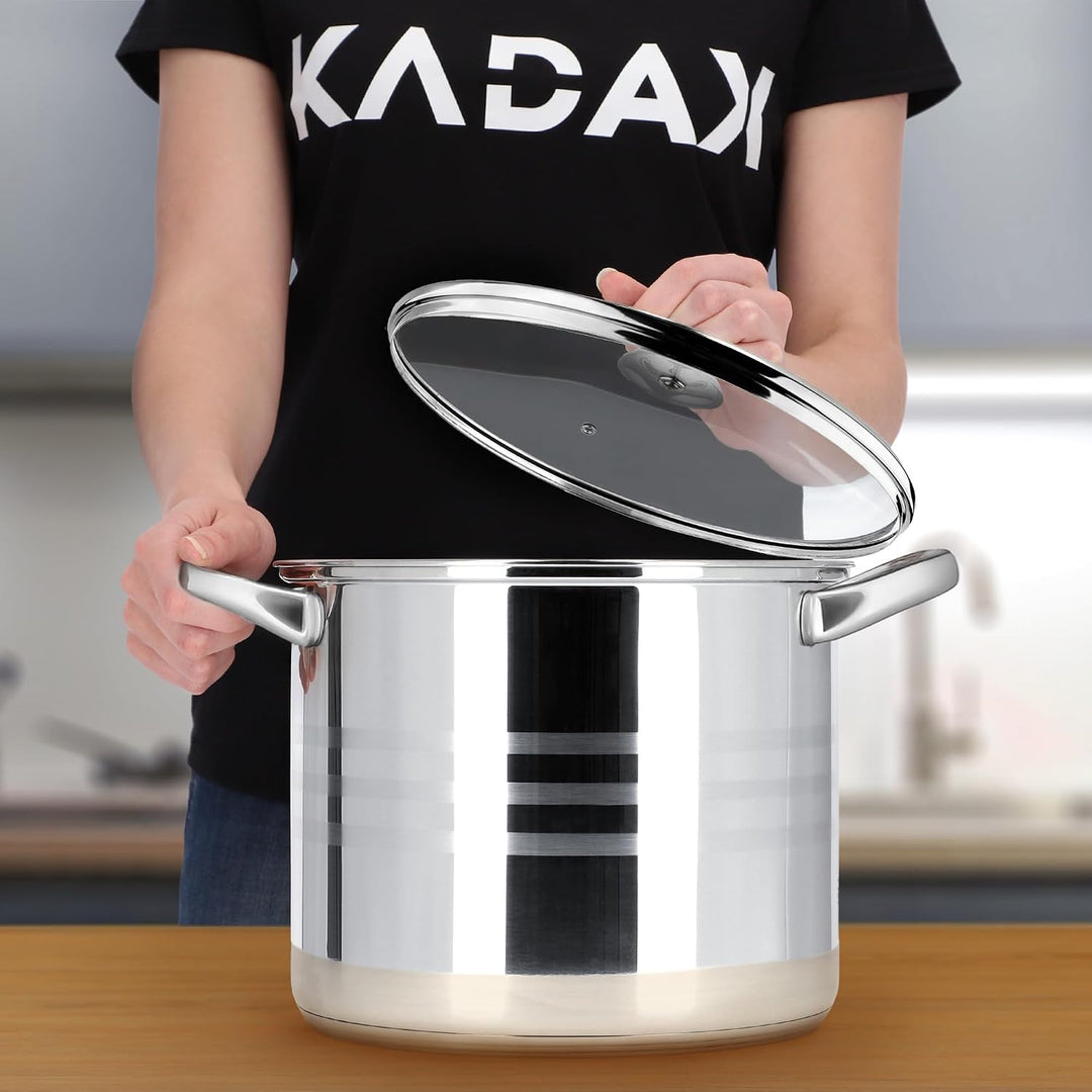 KADAX Kochtopf 9L, hoher Topf mit Deckel, Suppentopf aus Edelstahl, Vielseitiger Nudelkochtopf, Küch