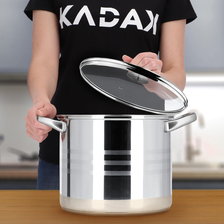KADAX Kochtopf 9L, hoher Topf mit Deckel, Suppentopf aus Edelstahl, Vielseitiger Nudelkochtopf, Küch