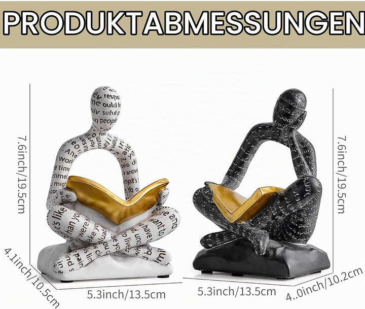 Dekorative Buchstützen für Schwere Bücher, Harzig Leser Skulptur Bücherstütze für Regale Deko, Büche