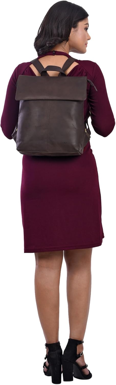 STILORD Charlie Vintage Lederrucksack Braun Mittelgrosser Daypack für Damen Herren 13,3 Zoll Laptop