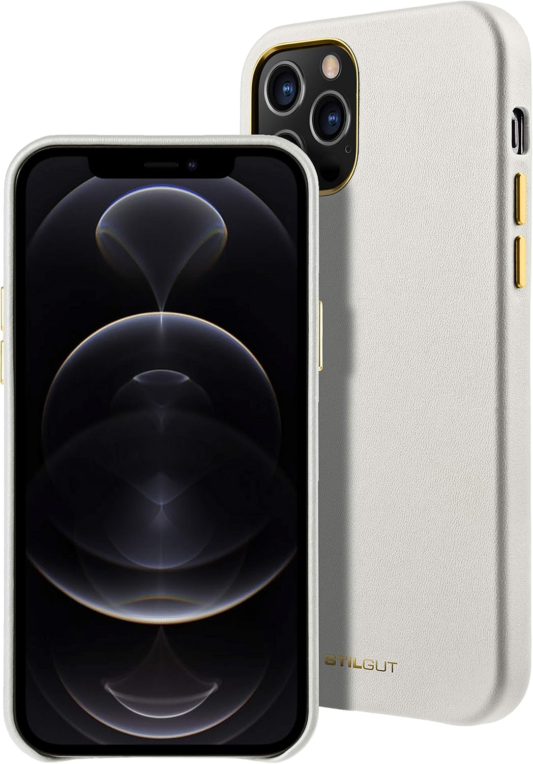 STILGUT Cover kompatibel mit iPhone 12 Pro Max Case aus Leder, Lederhülle, Hülle aus Leder, Ledercas