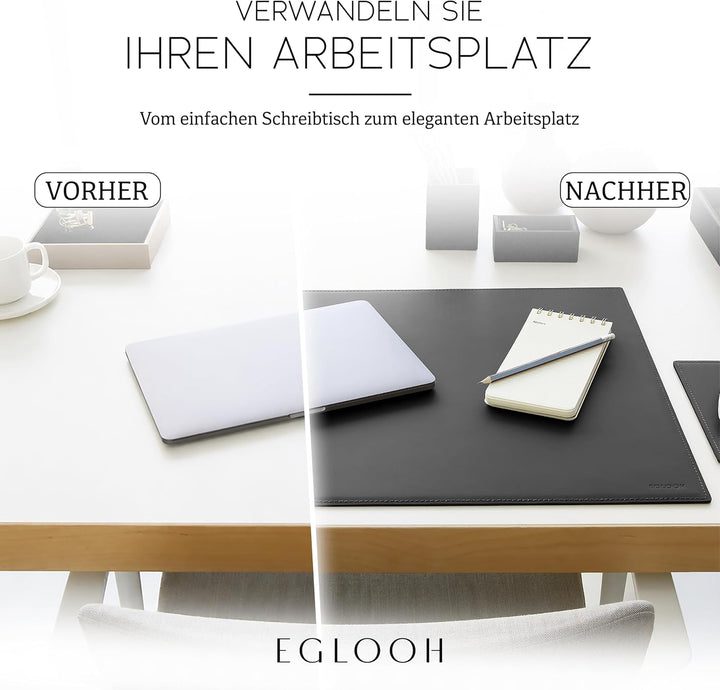 Eglooh - Mercurio - Schreibtischunterlage aus Leder Anthrazit Grau cm 65x45 - Handwerkliche Nähte un