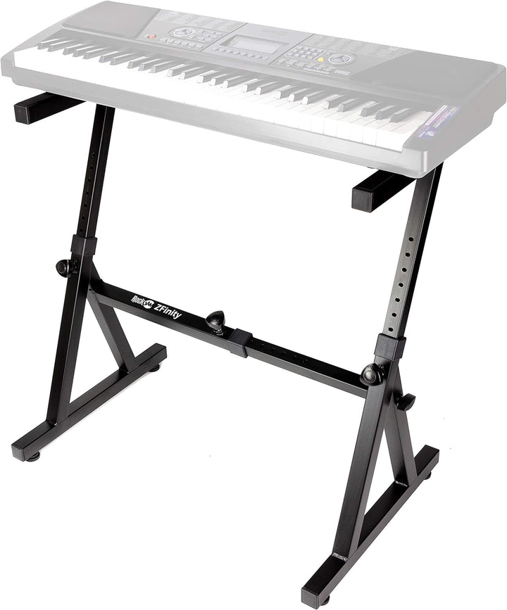 RockJam Heavy Duty Z-Style Keyboard Stand for Digital Pianos and Electronic Keyboards - Black & Sust