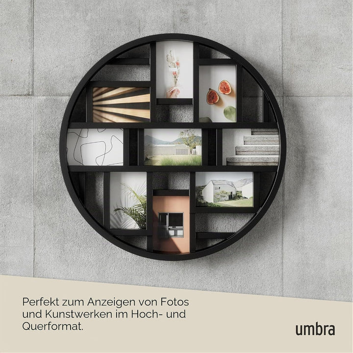 Umbra Luna Bilderrahmen Collage für 9 Fotos – Runde Fotowand für neun 10 x 15 cm Bilder, Fotos, Illu