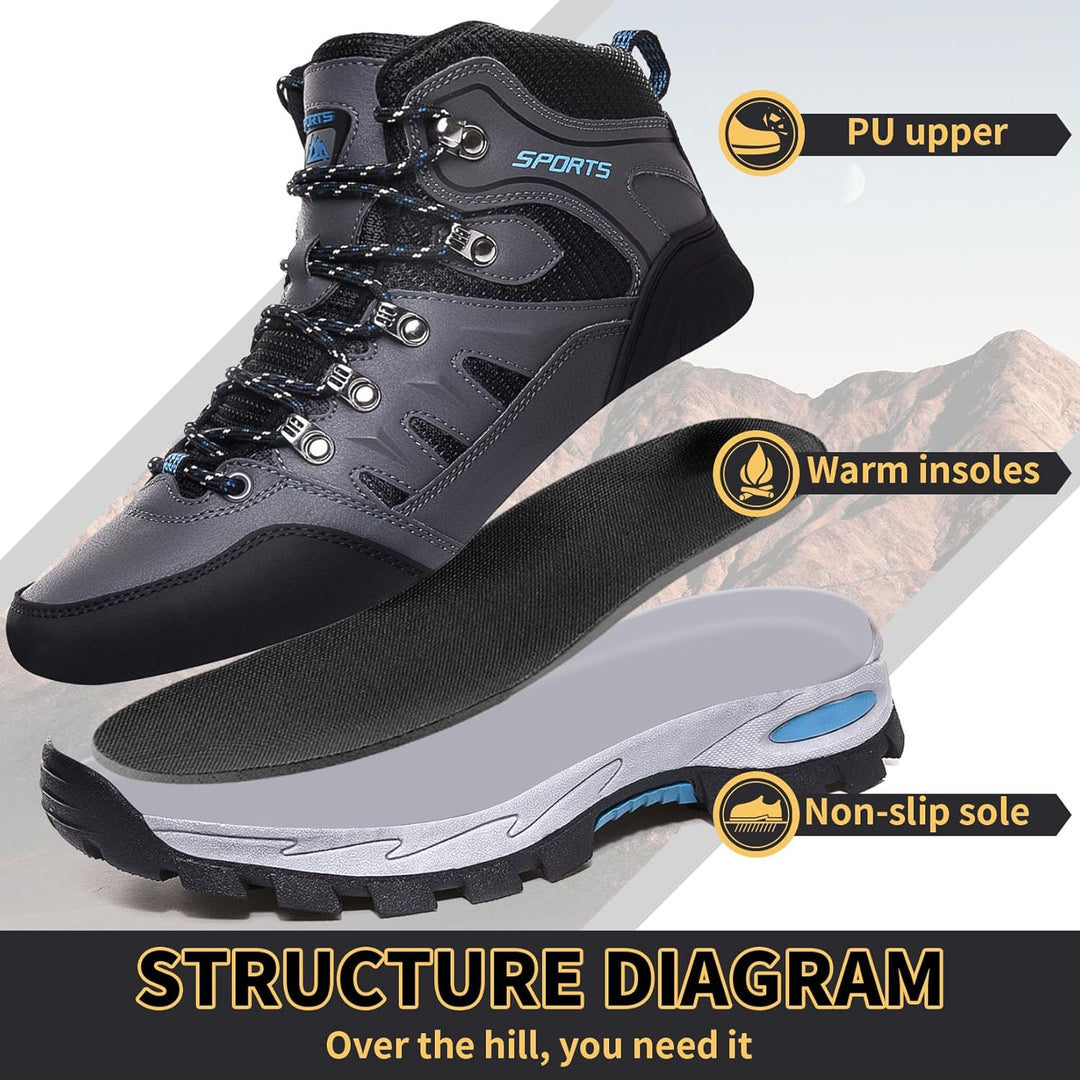 Littleplum Herren Wanderschuhe Winterschuhe Waterproof Wanderstiefel Outdoor Rutschfest High Top Tre