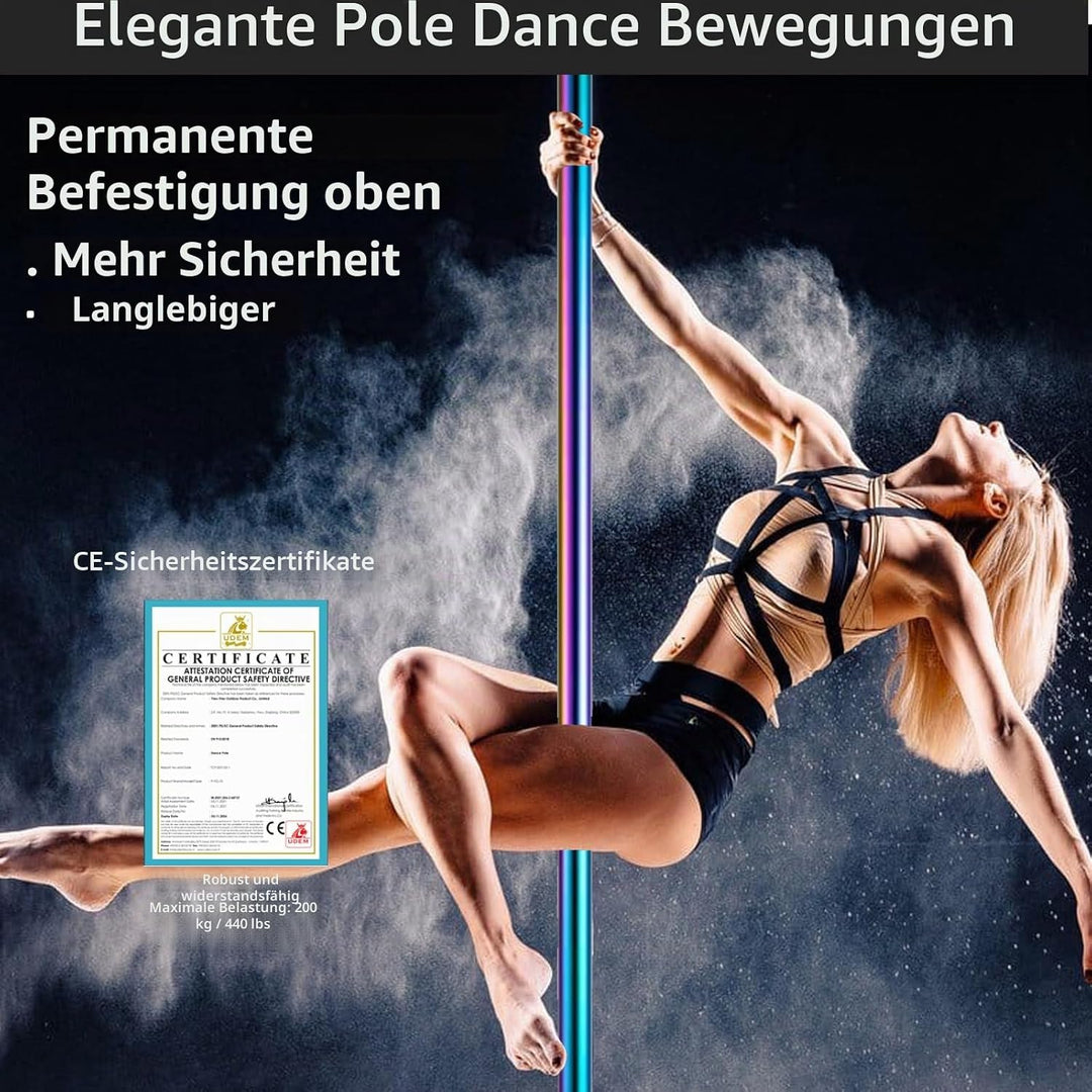 PRIOR FITNESS Permanente Tanzstange mit Fester Platte Tanzstange für Zuhause Tanzstange mit Deckenha