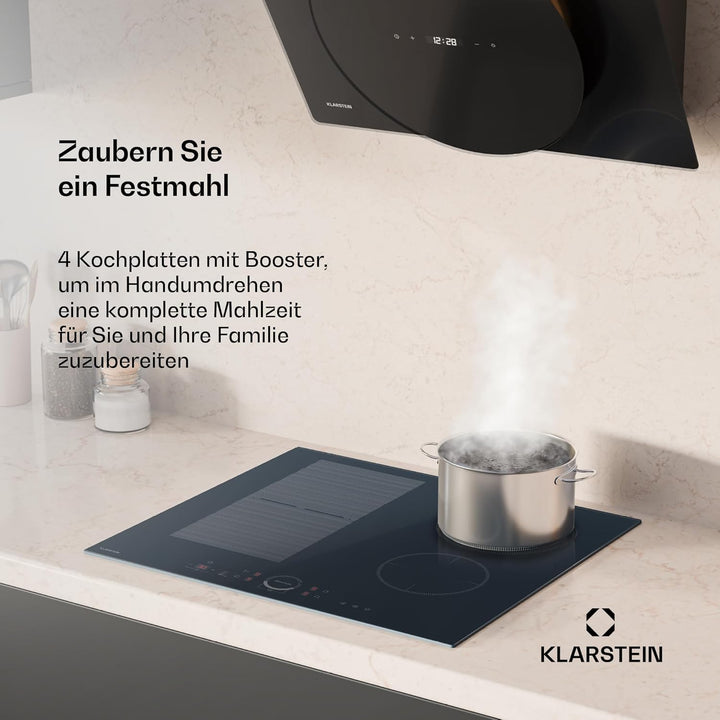 Klarstein Delicatessa 60 Induktionskochfeld – 4-Zonen-Einbaukochfeld, 7.000 W Mit Booster, Flexizone