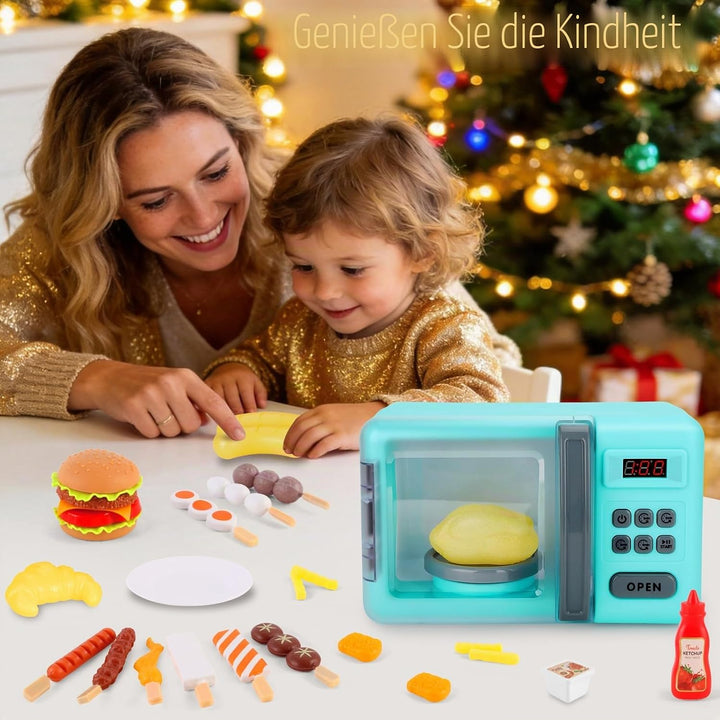deAO Mikrowellenspielzeug für den Ofen, Spielzeug, Cooking Play Kit mit realistischem Licht, Sound &