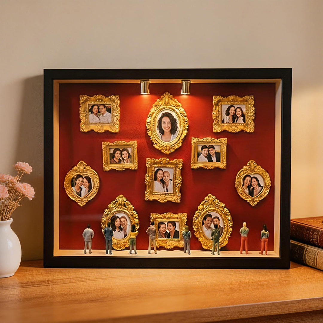 DIY Mini Museum Silhouettenbox mit Licht, Shadow Box Bilderrahmen Set, Museum of us, Foto Erinnerung