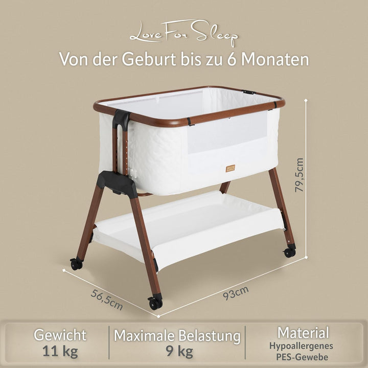 SnooBee Babybett Beistellbett Baby & Co-Sleeper – Höhenverstellbares Babybett mit Matratze, Rollen m