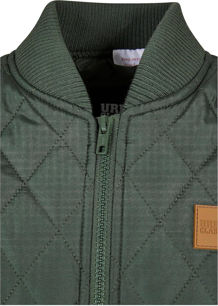 Urban Classics Herren Boys Diamond Quilt Nylon Jacket 122-128 olive, 122-128 olive