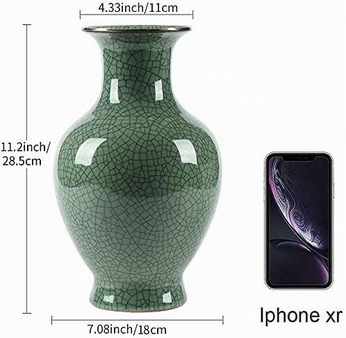 Chinesische Keramik-Kunst, handgefertigt, antike Eisriss-Glasur, grosse Porzellan-Blumenvase für Hei
