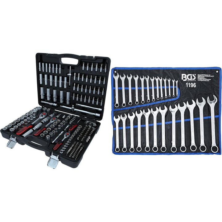 KS Tools 917.0795 1/4%22+3/8%22+1/2%22 Steckschlüssel-Satz, 195-tlg. &amp; BGS 1196 | Maul-Ringschlüssel