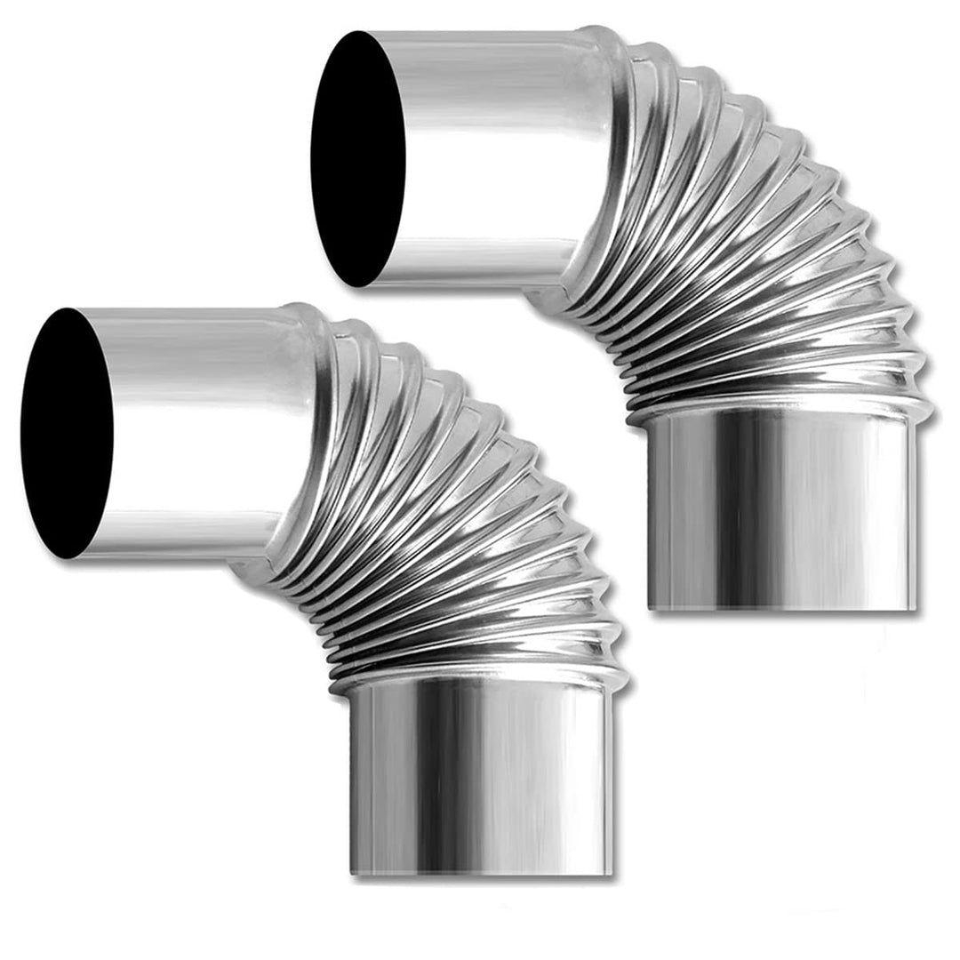 BLUVLY 90° Winkelrohr Abgasrohr, 2 Stück Edelstahl Schornsteingewinde Winkel Ø 50mm Ø 60mm Ø 110mm Ø