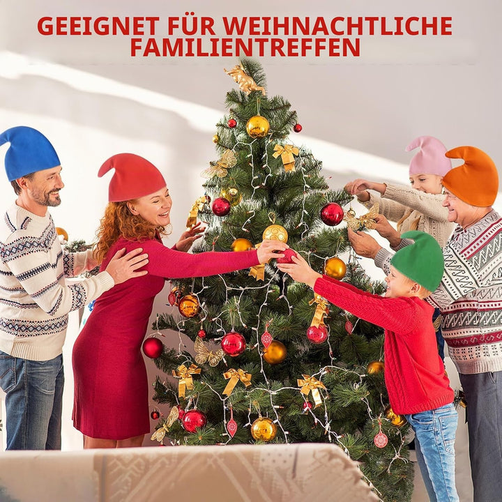 6 Stück Zwergenmütze für Erwachsene, Bunte Wichtelmützen Weihnachtsmann Zipfelmütze Zwerge Kostüm Gr