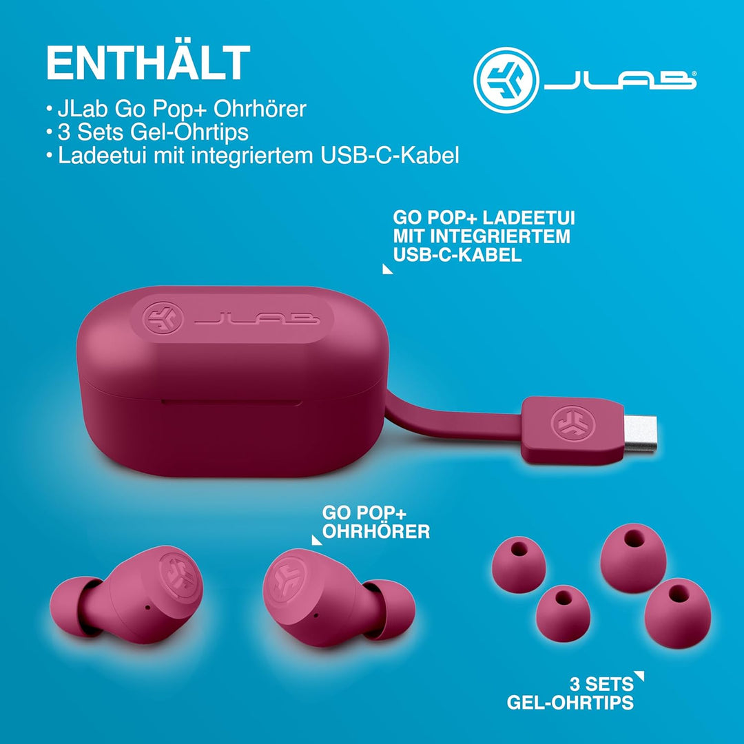 JLab Go Air Pop+ In Ear Kopfhörer kabellos Bluetooth, True Wireless Kopfhörer, 35+ Std. Headphones,