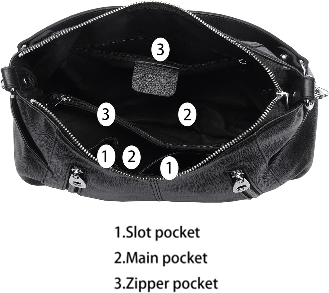 HESHE Echtes Leder Geldbörsen für Frauen Schulter Hobo Bag Crossbody Satchel Handtaschen Designer Da