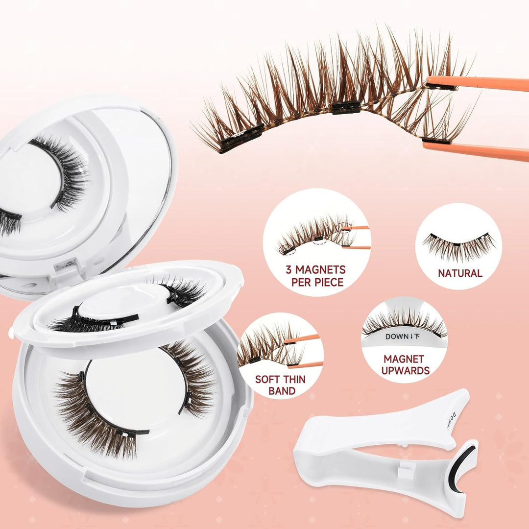 Higu clace Magnetische Wimpern,Magnet Wimpern Ohne Eyeliner,Magnetische Wimpern mit Applikator,Wimpe
