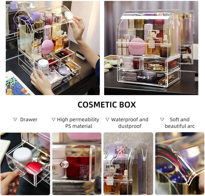 Kousee Make-up-Organizer-Aufbewahrung, extragrosse Acryl-Parfüm-Hautpflege-Organizer-Vitrine mit Sch
