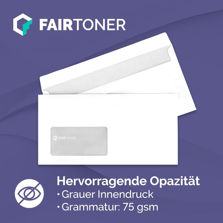 FairToner Briefumschläge DIN lang mit Fenster (1.000 Stück) selbstklebend, Fensterbriefumschläge 22