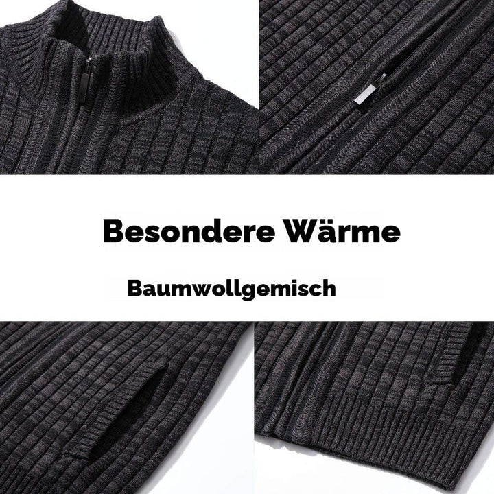 AOLI RAY Herren Strickjacke mit Reissverschluss Cardigan Stehkragen Pullover Feinstrike Sweaters mit
