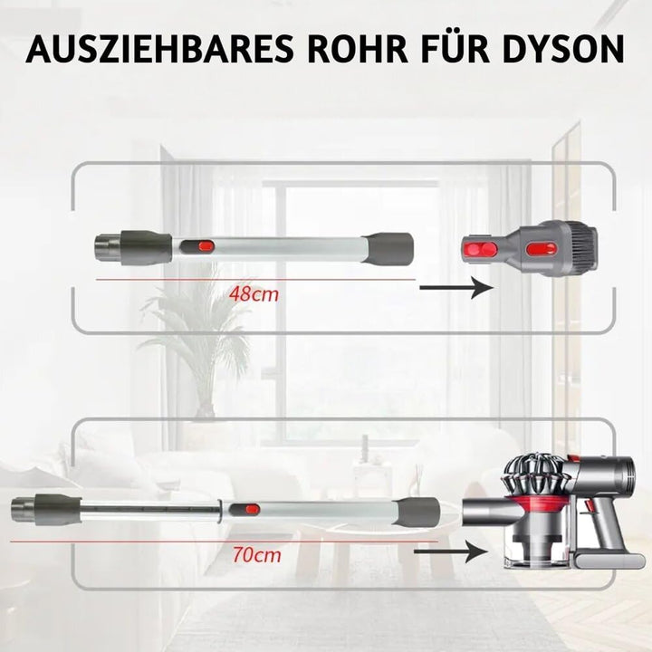 Teleskoprohr kompatibel mit Dyson V7 V8 V10 V11 V15 Staubsauger Rohr ausziehbar I Verlängerungsrohr