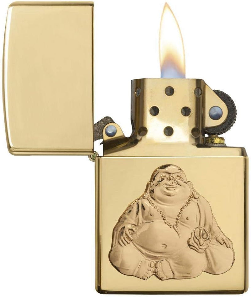 Zippo - PL 254B Laughing Buddha Emblem, High Polish Brass - Sturmfeuerzeug, befüllbar, in hochwertig