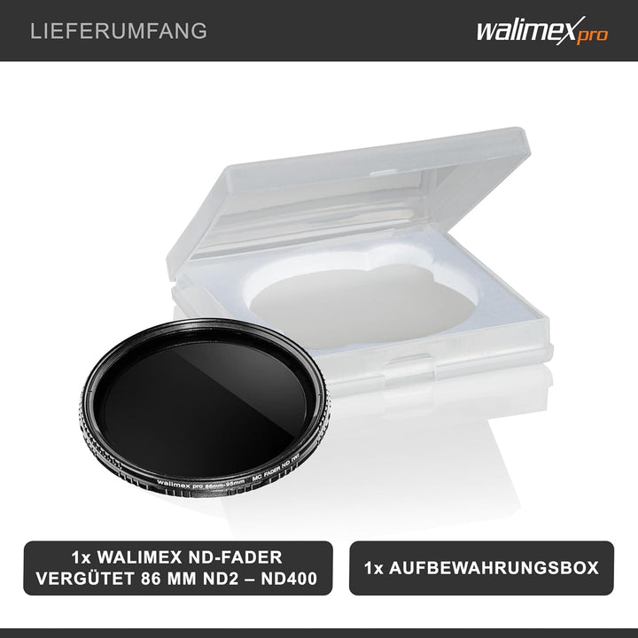 Walimex Pro ND-Fader vergütet 86 mm ND2 - ND400 86mm, 86mm