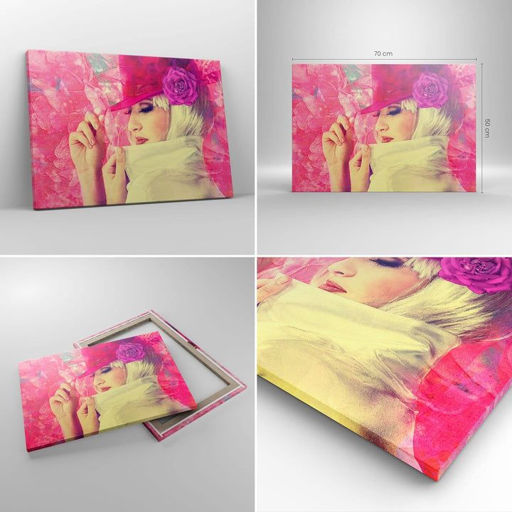 Bilder auf Leinwand weiblich Blumen- Blume Mode Leinwandbild 70x50cm Wandbilder Dekoration Wohnzimme