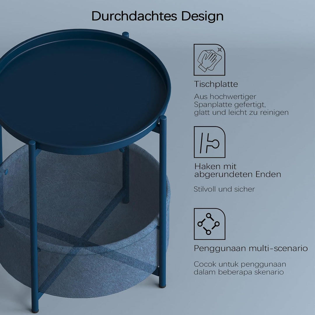 Garden 4 you Beistelltisch Rund, Sofatisch 2 Ebenen, Metall Balkontisch, Kleiner Tisch, Couchtisch m