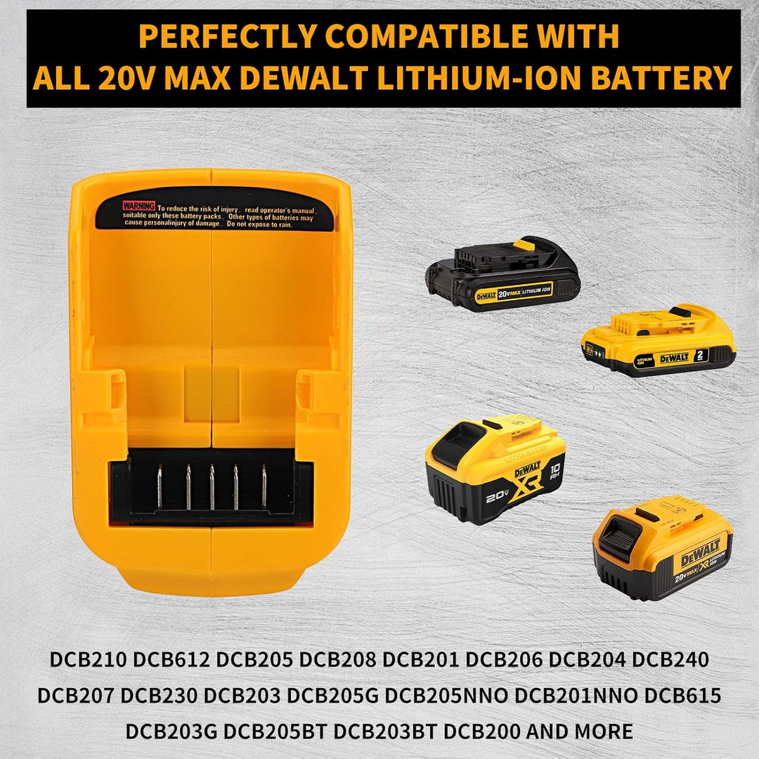 Akku-Adapter für Dewalt 18V Akku-USB-Handy-Ladegerät, LED-Arbeitsleuchte mit Dual-USB-Ladegerät und