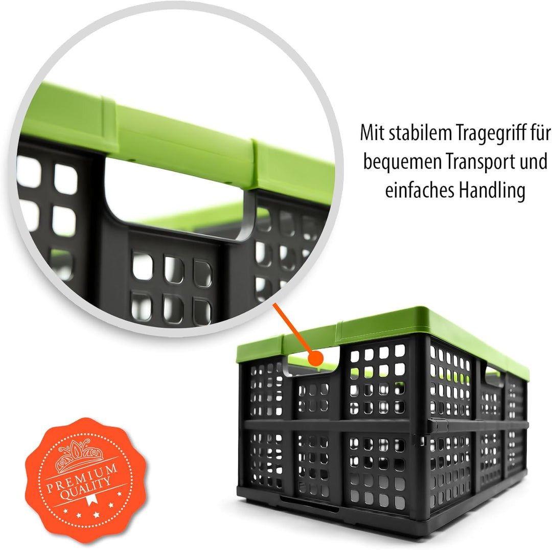 BigDean Klappbox faltbar &amp; extrem stabil aus robustem Kunststoff in Anthrazit – Klappkorb ideal für