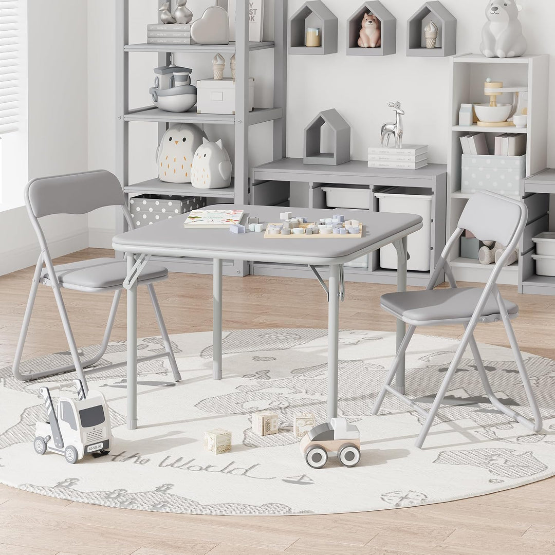 GarveeHome Klapptisch-Set mit 2 Klappstühlen, Portabel &amp; Platzsparend, Stabiler Metallrahmen für Woh
