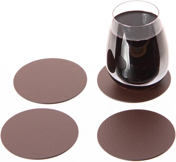Nikalaz Rund Platzsets und Untersetzer aus Recyceltem Leder, 4 Stück Tischsets, Platzdeckchen 33 cm