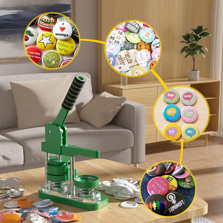 Dyna-Living Buttonmaschine Abzeichen Button Maker 25mm/0.98in, DIY Badge Press Machine mit 100 Zubeh