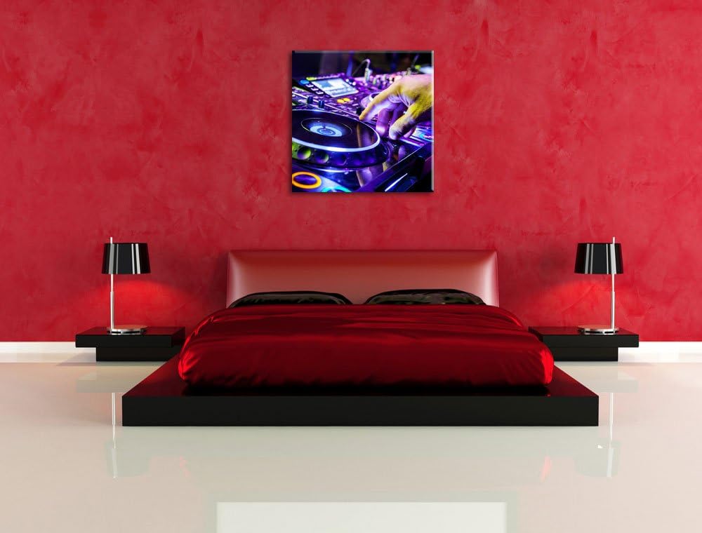 Pixxprint DJ Plattenteller Cool Music, Format: 70x70 auf Leinwand, 70x70