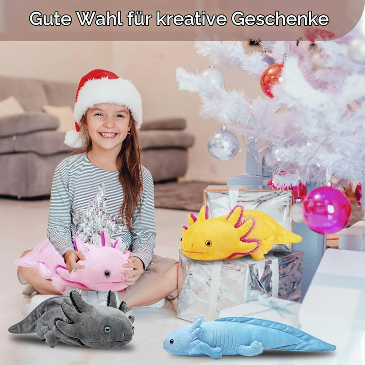 lilizzhoumax Axolotl Plüschtier Kuscheltier Kawaii Realistische Plüsch Salamander Stofftier Spielzeu