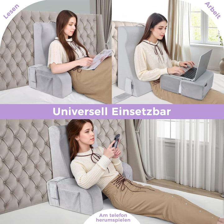 Babenest Lesekissen mit Abnehmbare Armlehnen, Komfortabel und Leicht Rückenkissen für Bett und Sofa,