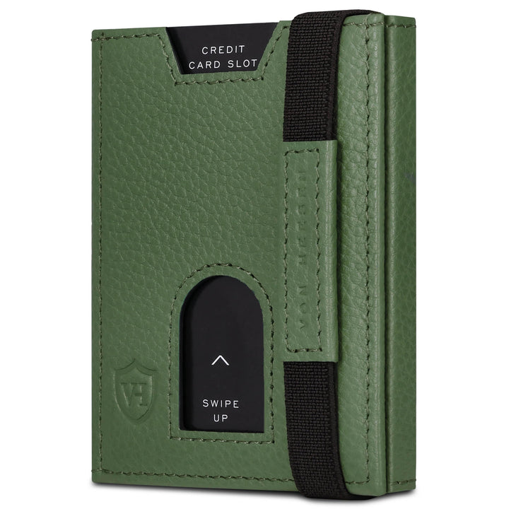 VON HEESEN Leder Slim Wallet - Geldbeutel mit RFID Schutz - Mini Geldbörse für Herren und Damen - Ka