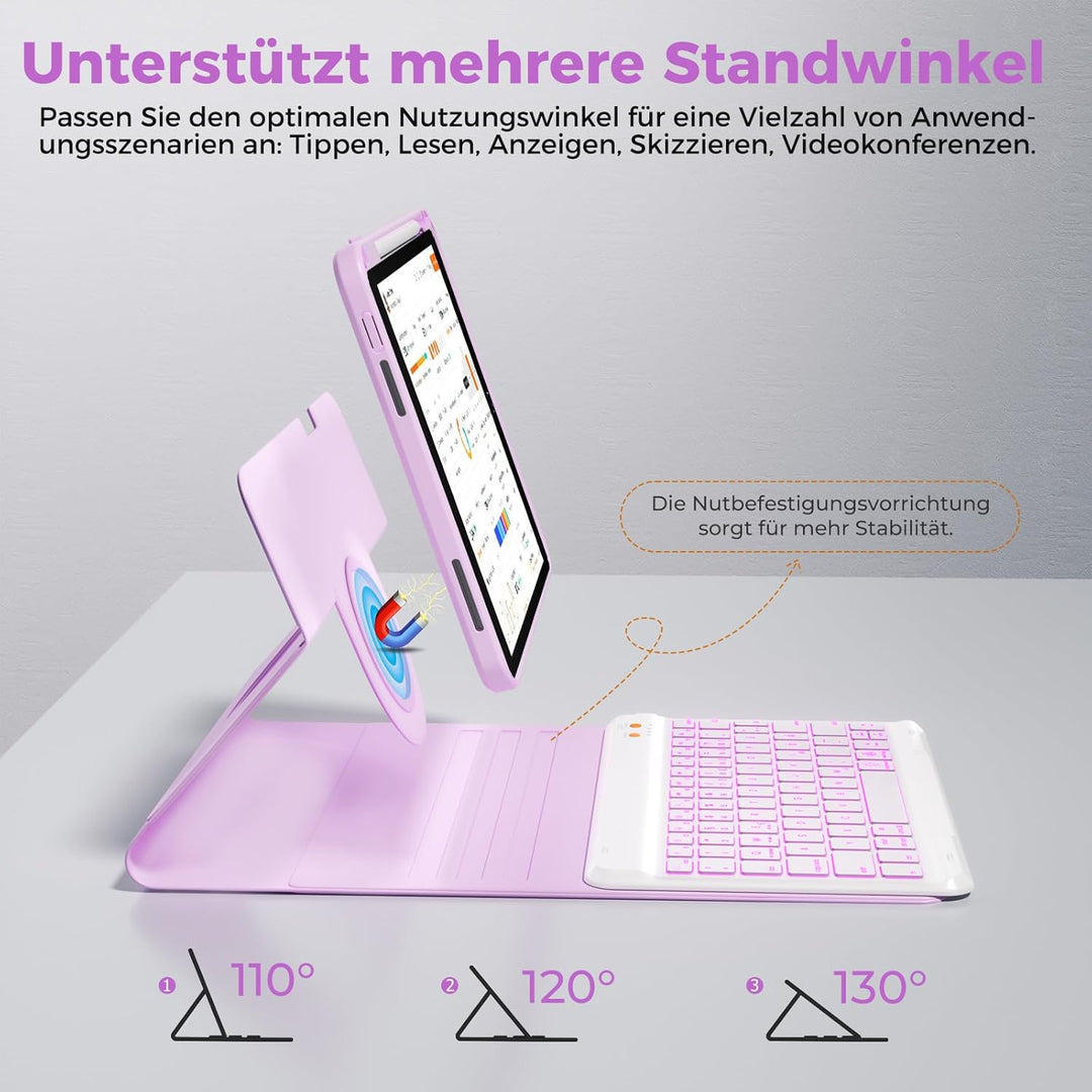 OYEEICE Hülle mit Tastatur für iPad 9/8 /7 Generation 10,2 Zoll, Vergrösserte Anti-Falloff Tastenkap