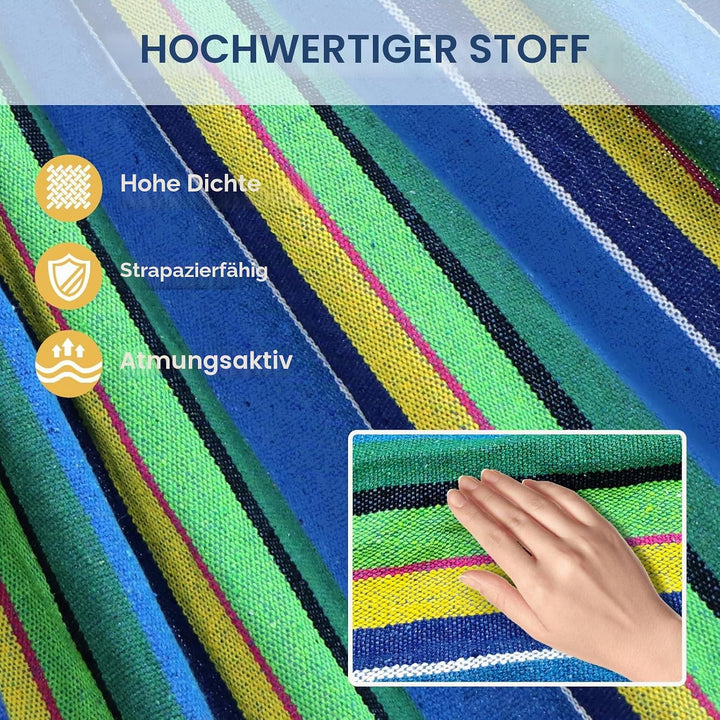 ANYOO Hängematte Outdoor Baumwolle Bequemer Stoff mit Baumfreundlichen Gurten zum Aufhängen, Robuste
