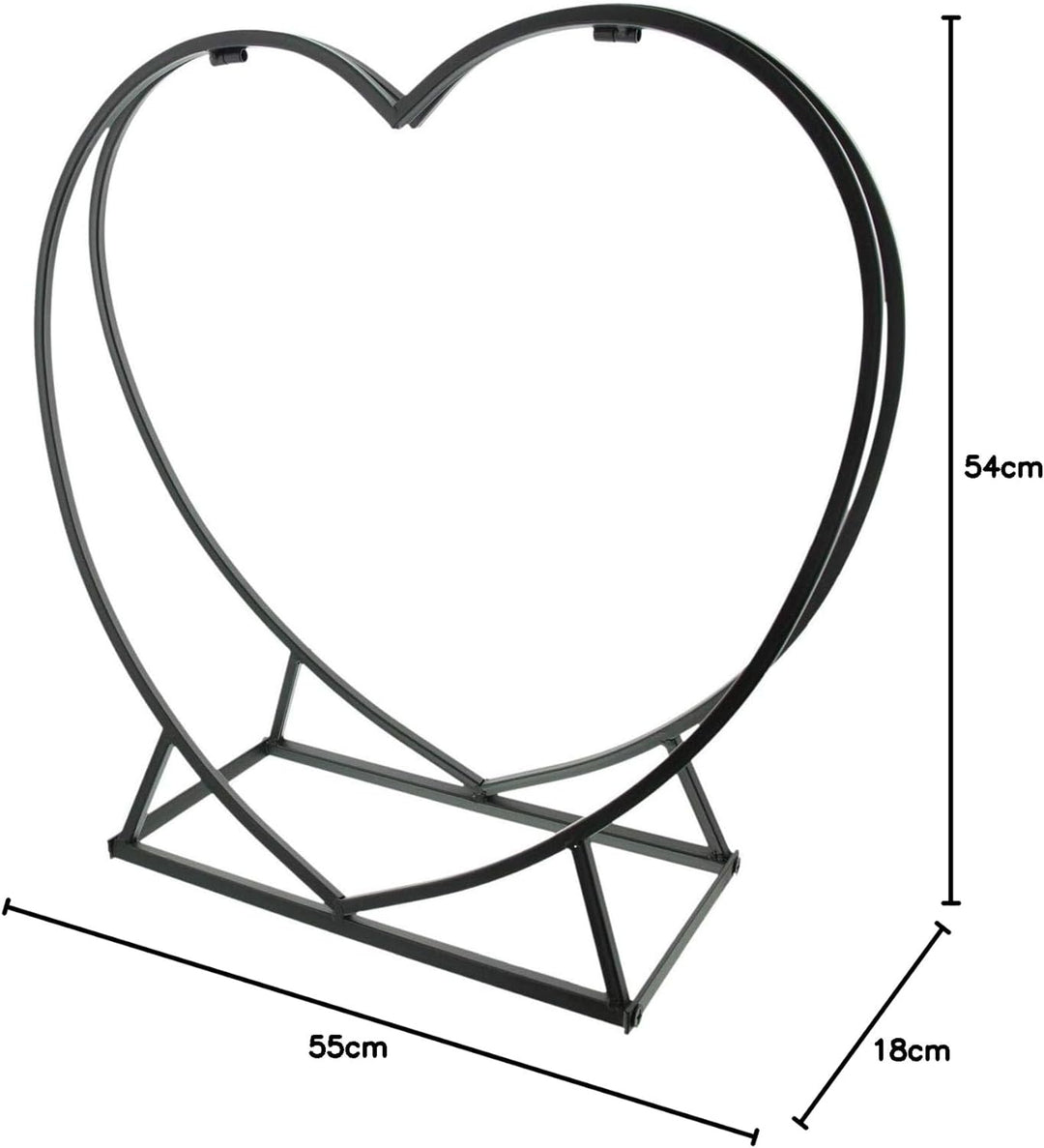 Kaminholz-Regal "Herz" aus Metall, schwarz, Brennholz-Ständer,