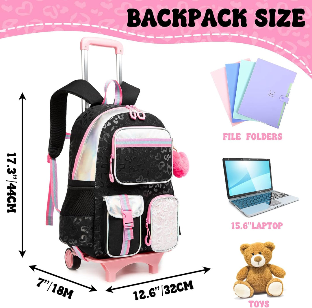HTgroce Schulranzen mit Rollen für Mädchen Trolley Rucksack schultrolleys Schulrucksack Kinderkoffer
