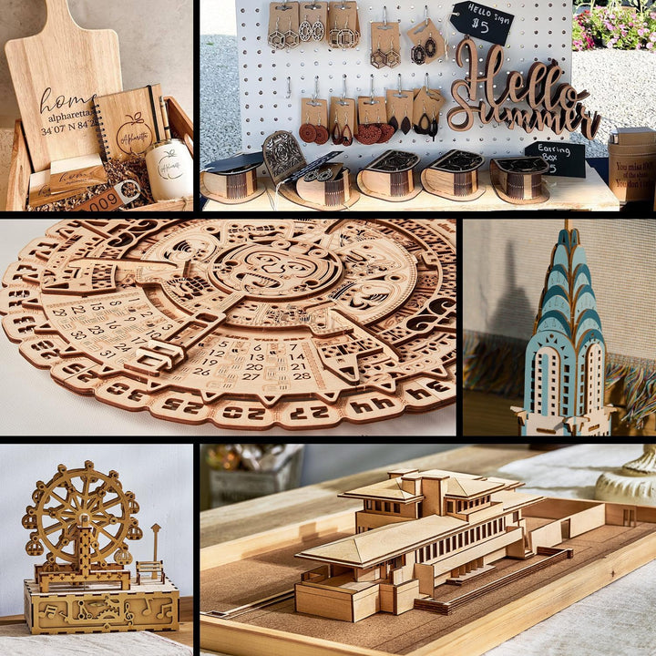 OMTech 12 Stück Lindenholzplatten 300x200x3mm Sperrholzplatten zum Basteln, Holzplatten zum Lasersch