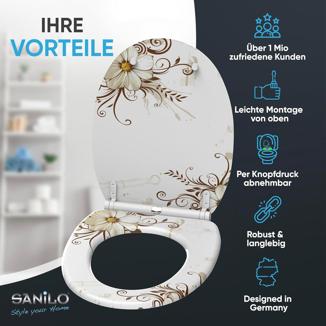 Sanilo WC-Sitz mit Absenkautomatik I Hochwertiger Toilettensitz aus Holz I Toilettendeckel in versch