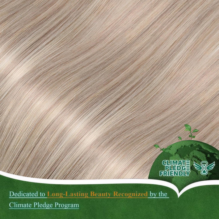 Easyouth Nano Bead Extensions Echthaar Farbe Aschblond und Gelb Blond 14 Zoll 50 Stück 50g Nano Loop